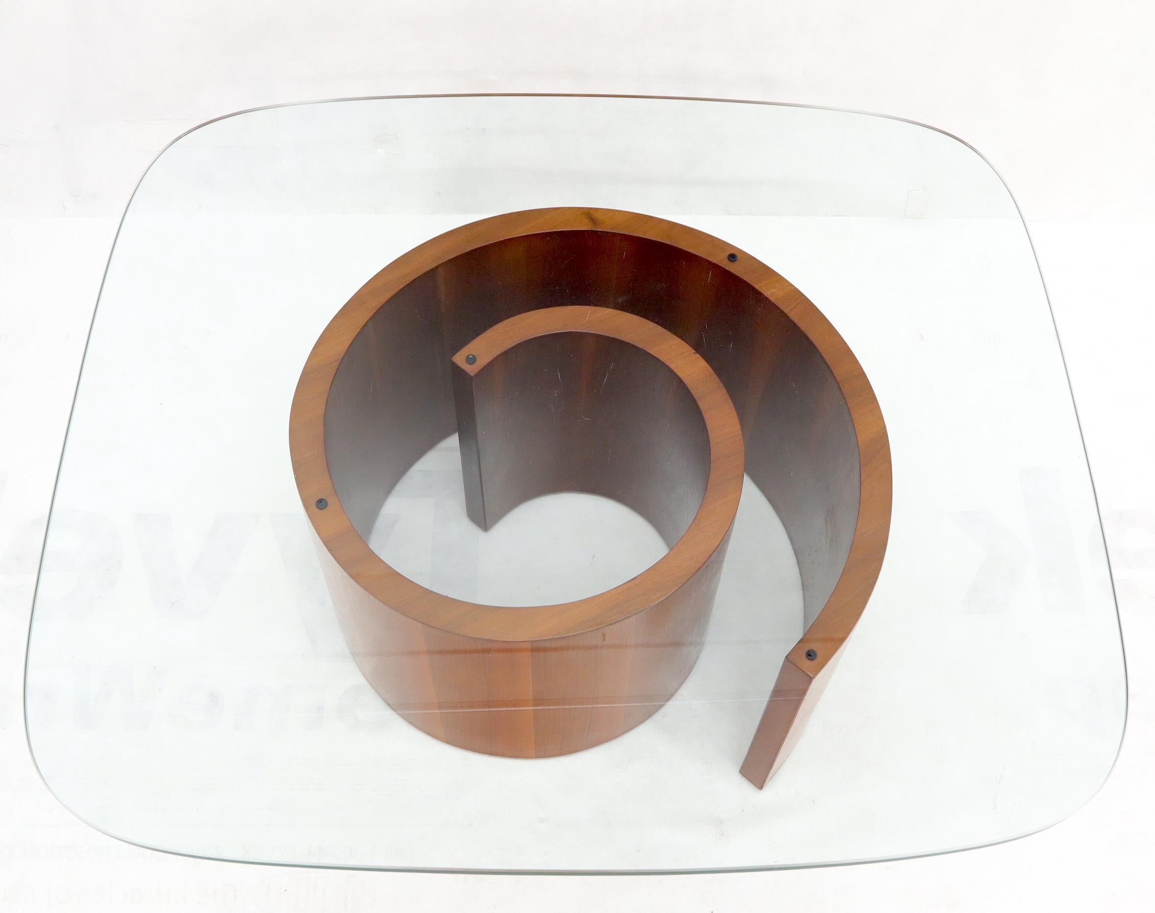 American Walnut Base Glass Top Snail Table