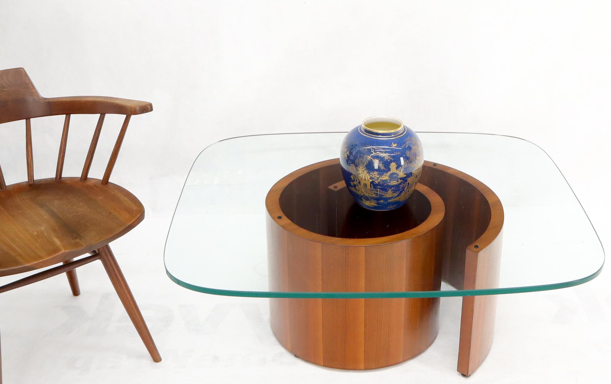 20th Century Walnut Base Glass Top Snail Table