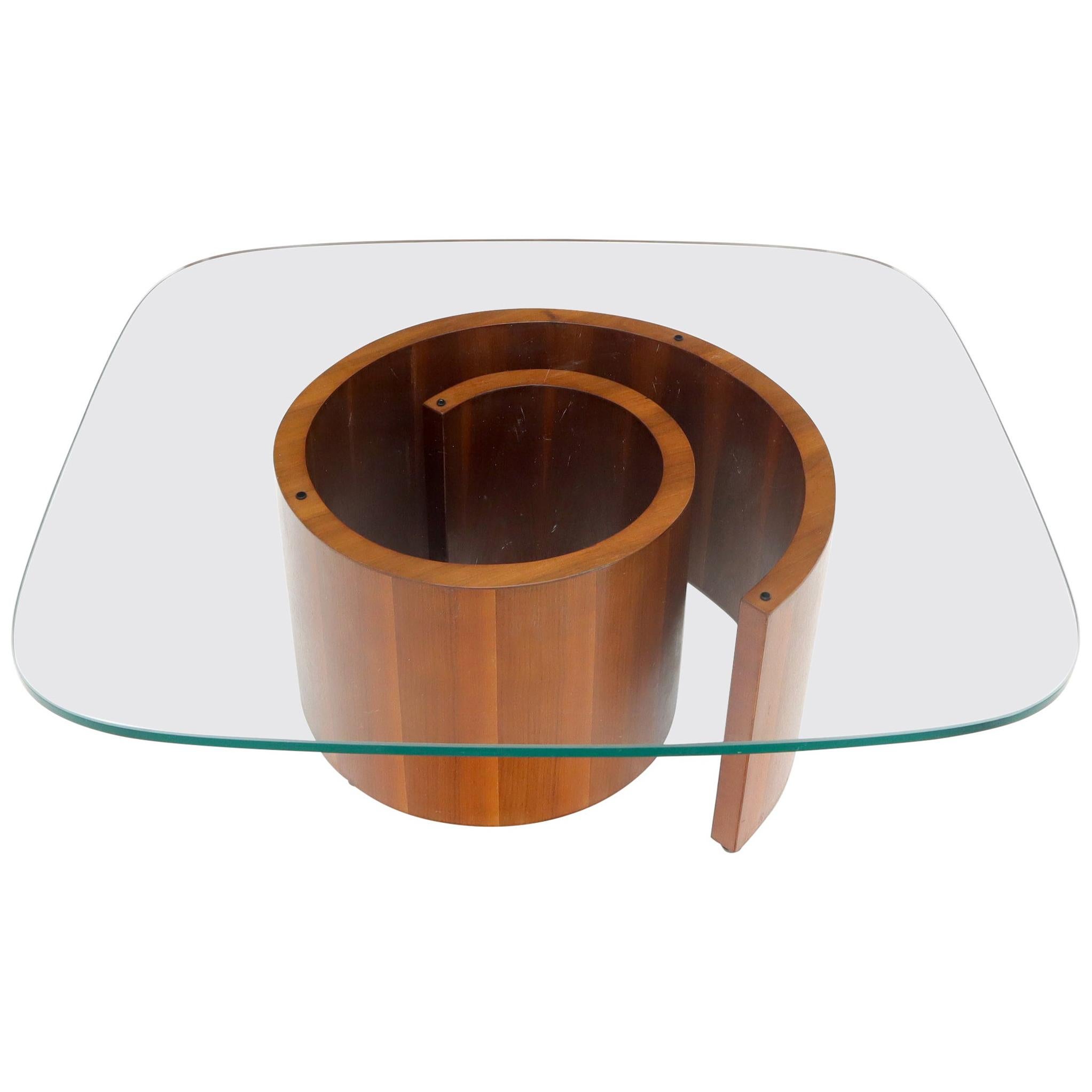 Walnut Base Glass Top Snail Table