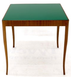 Walnut Base Green Laminate Top Square Game Table