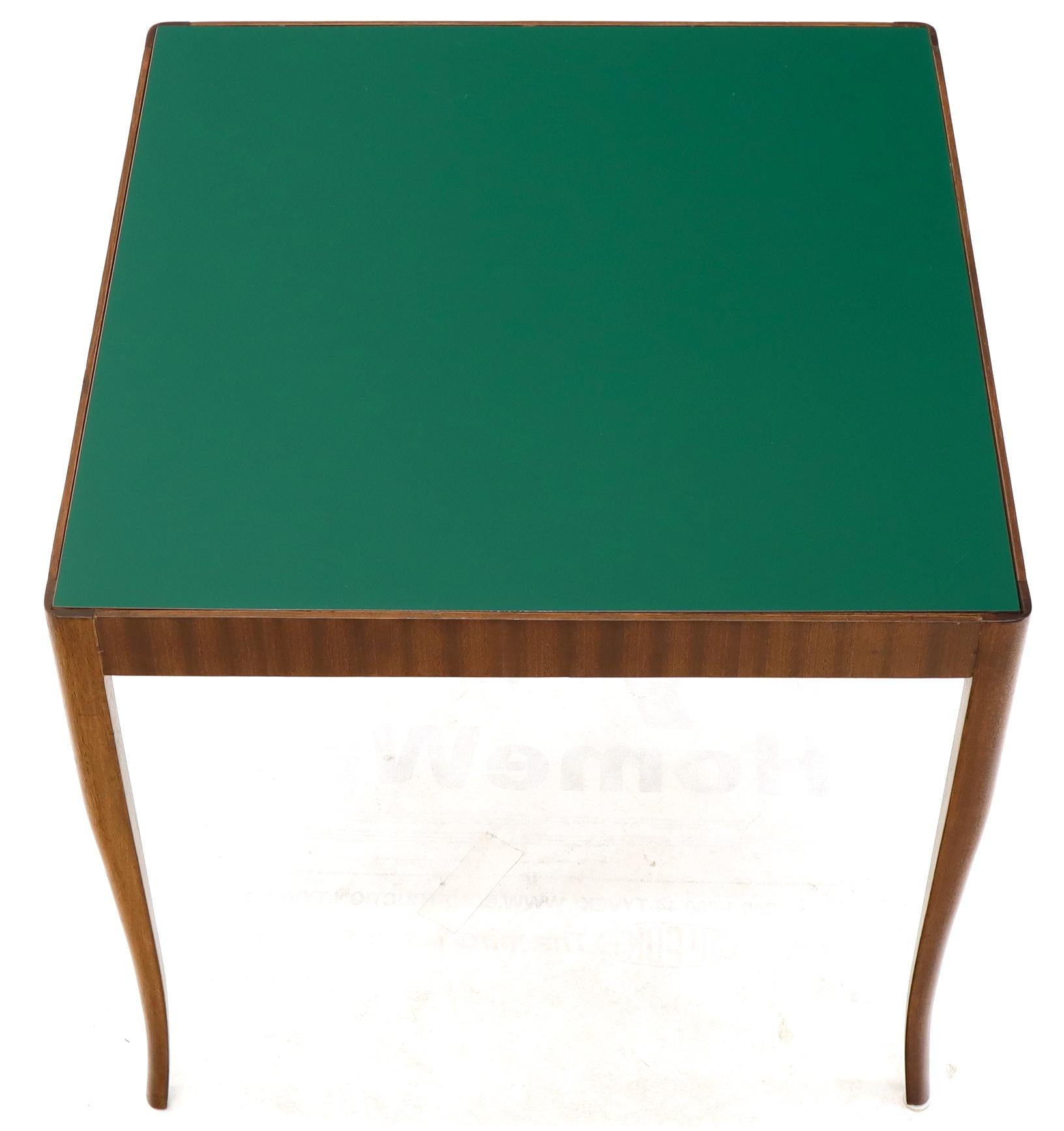 Mid-Century Modern Walnut Base Green Laminate Top Square Game Table