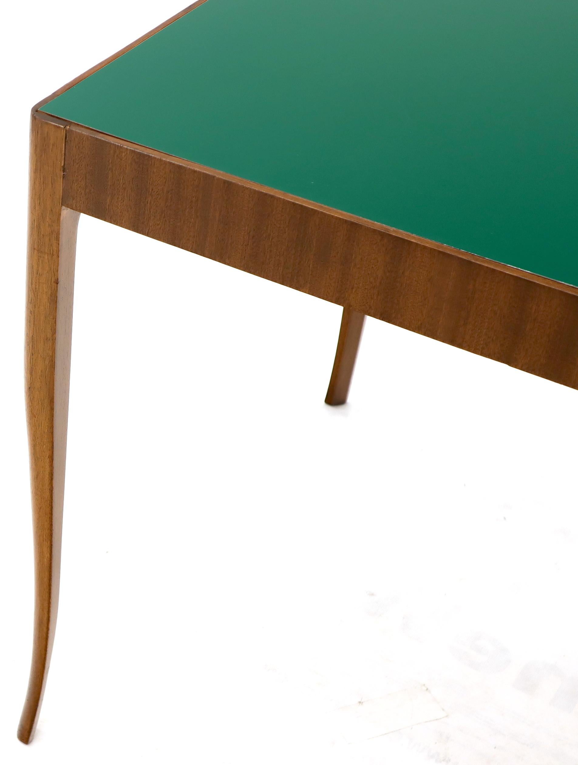 American Walnut Base Green Laminate Top Square Game Table