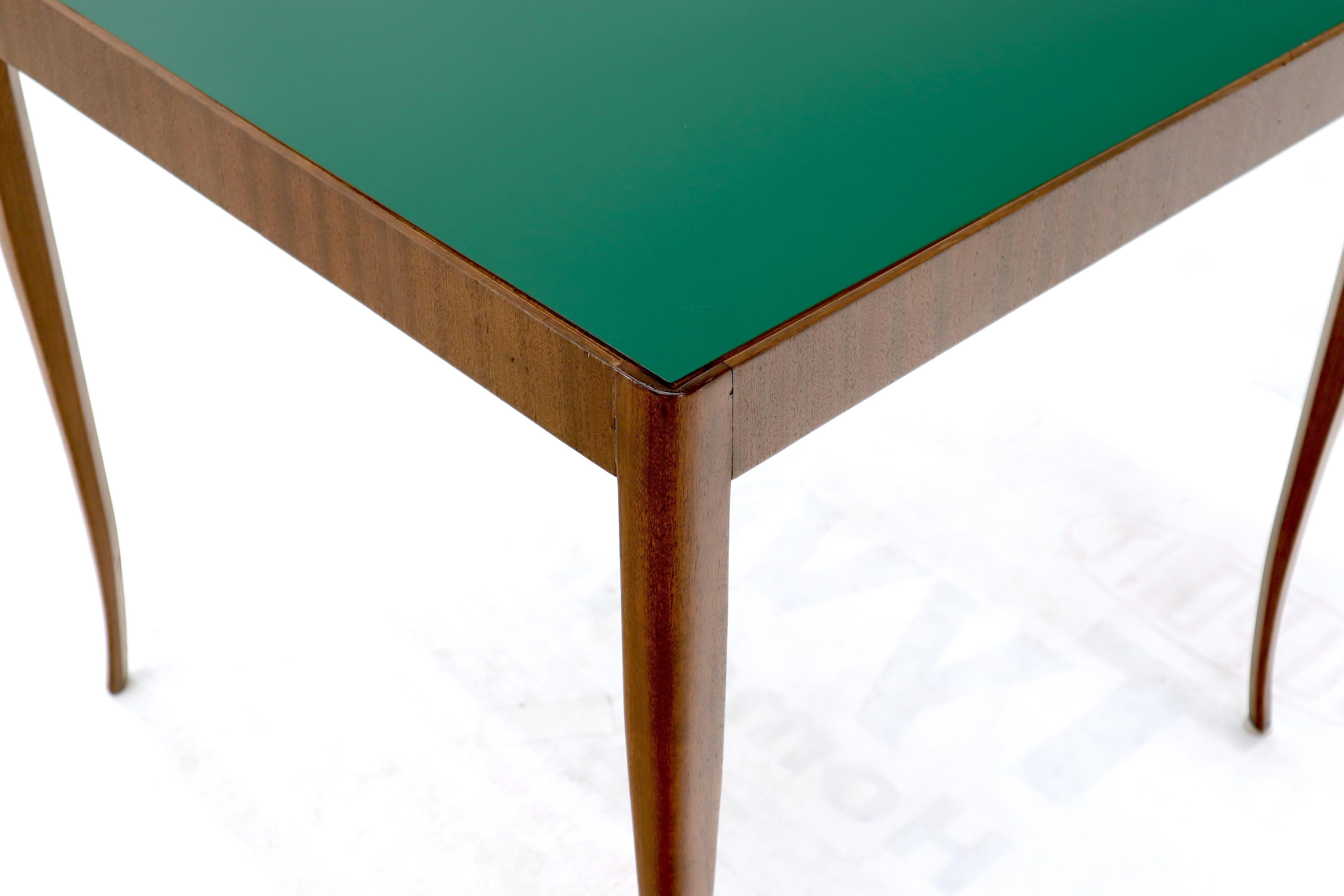 Walnut Base Green Laminate Top Square Game Table In Good Condition In Rockaway, NJ
