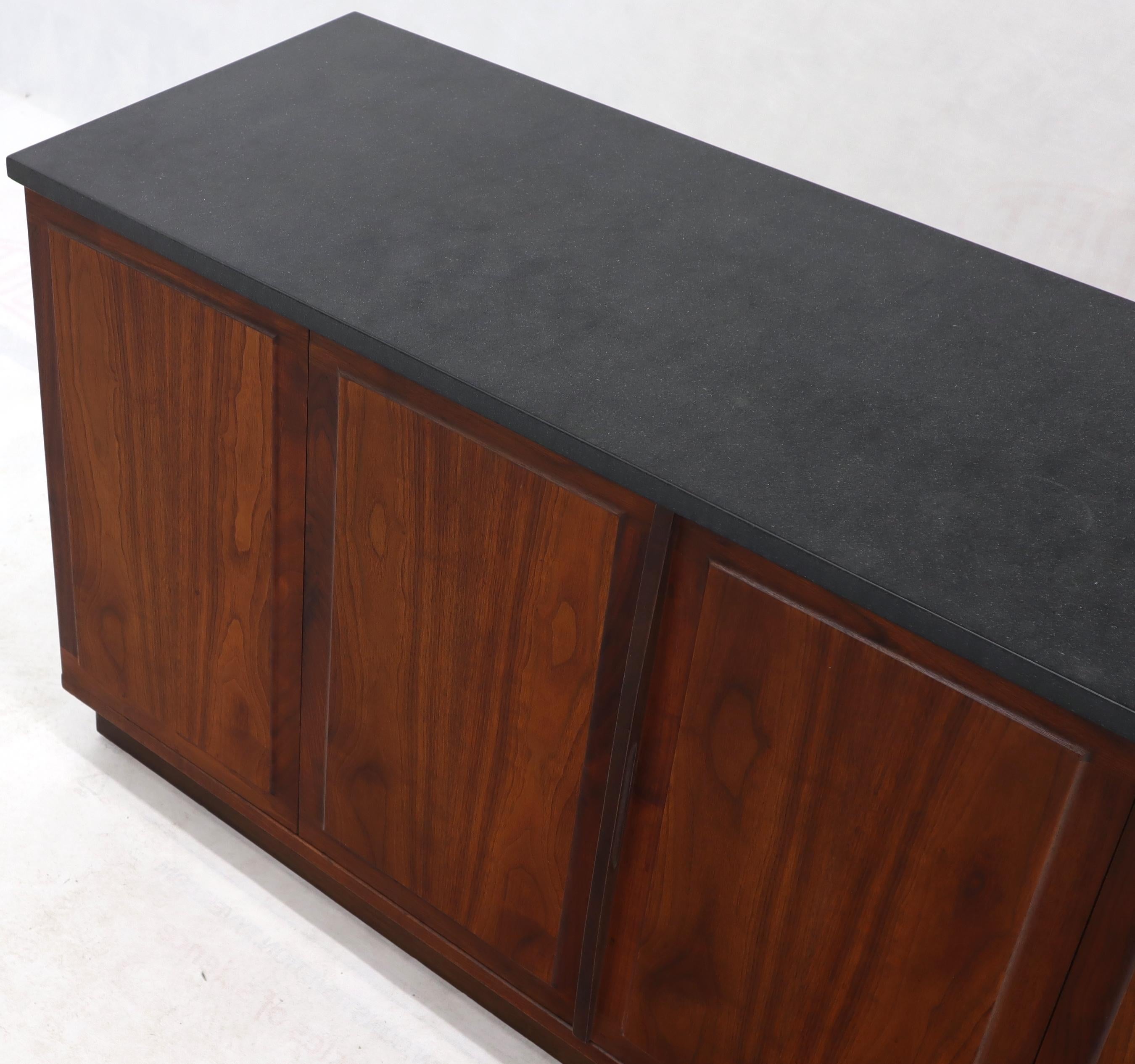 American Walnut Base Petit Credenza with Slate Top TV Stand Cabinet Console Table For Sale