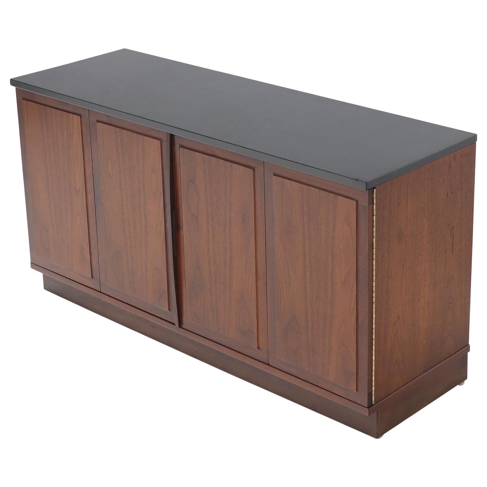 Walnut Base Petit Credenza with Slate Top TV Stand Cabinet Console Table For Sale