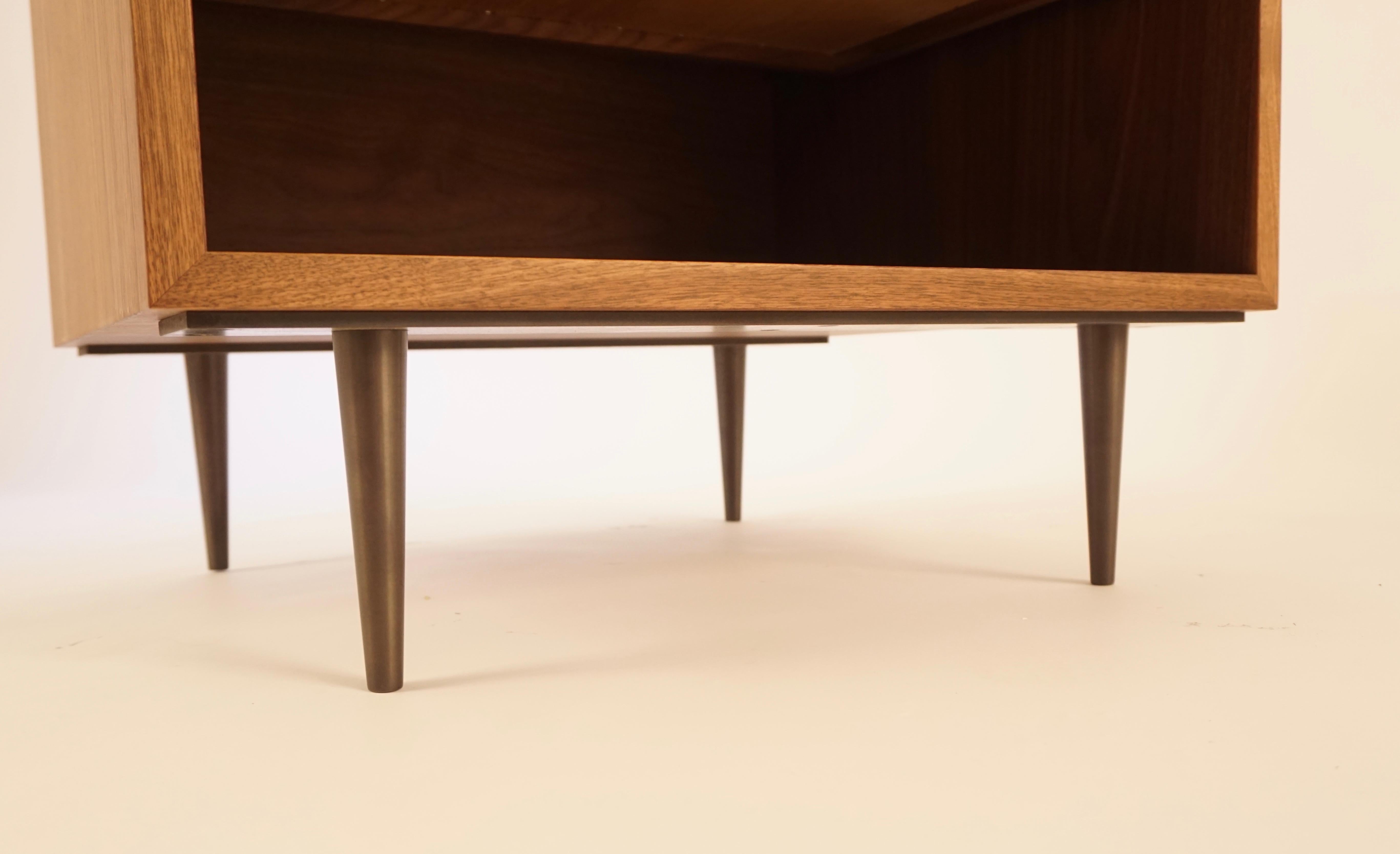 Blackened Walnut Bedside Table with Natural Edged Drawer-Fronts by Chris Lehrecke For Sale