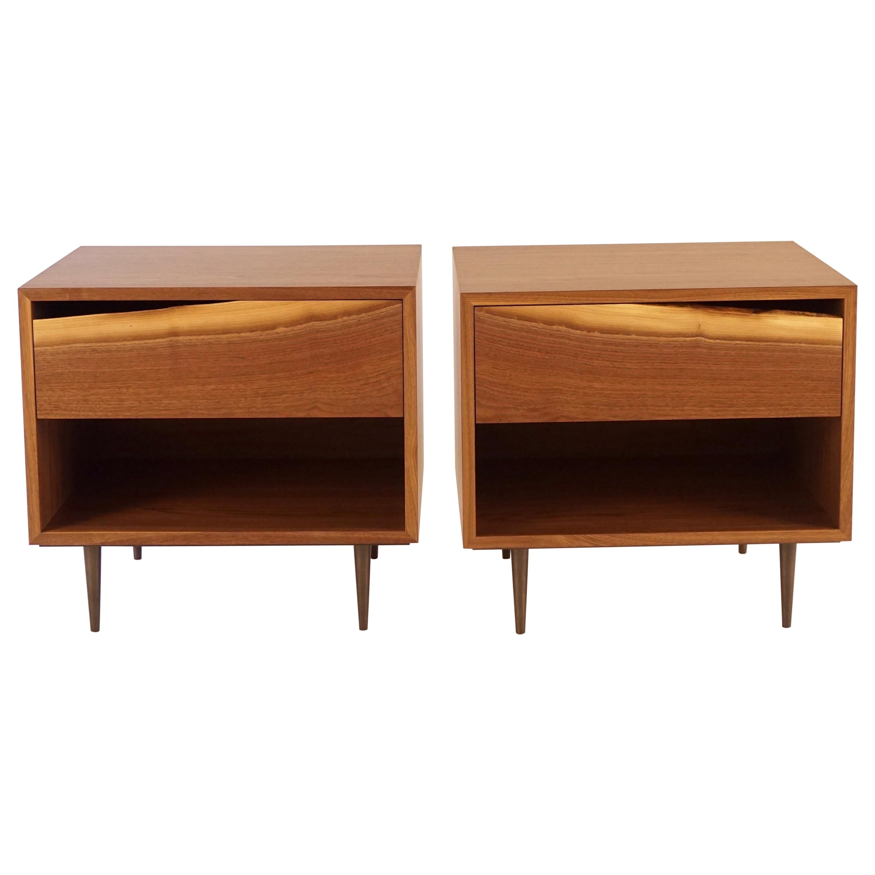 Walnut Bedside Table with Natural Edged Drawer-Fronts by Chris Lehrecke For Sale