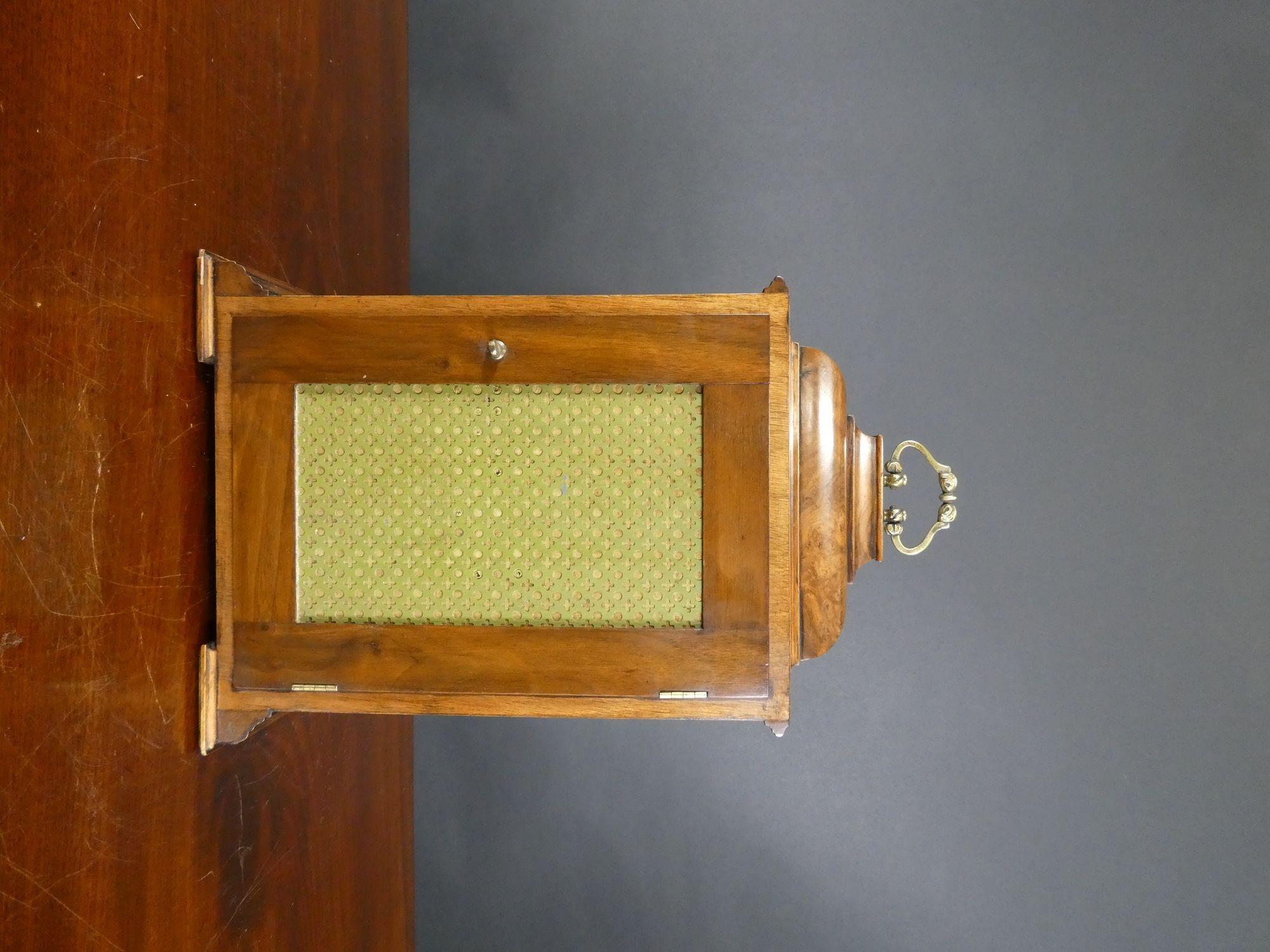 Walnut Bell Top Westminster Chiming Mantel Clock In Good Condition For Sale In Norwich, GB