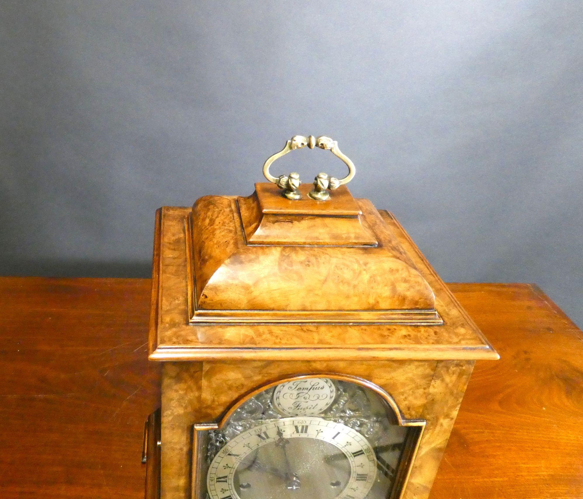 Walnut Bell Top Westminster Chiming Mantel Clock For Sale 3