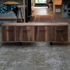Walnut Belmont Cabinet with Oxblood Leather Pull Handles