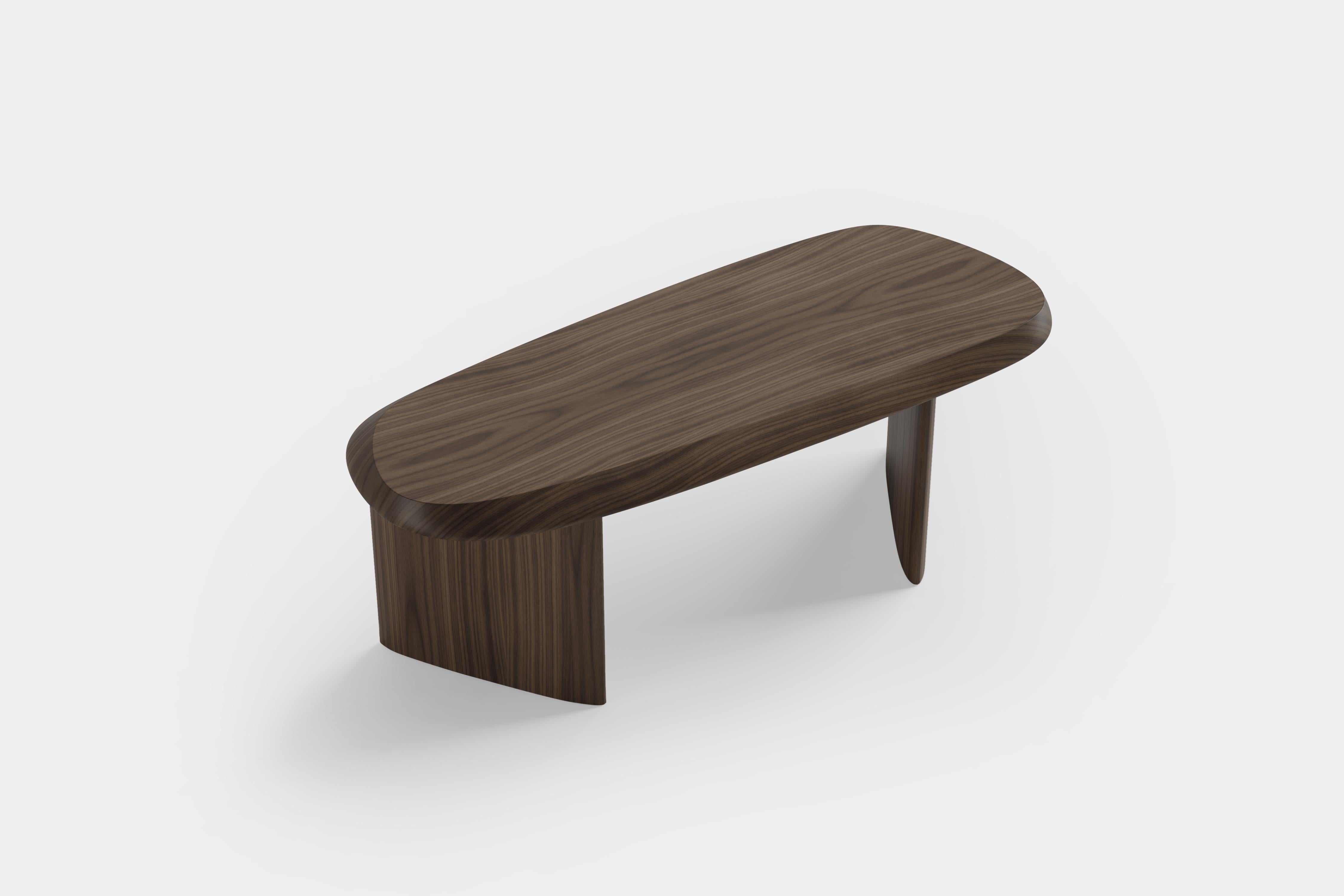 Contemporary Duna Bench in Solid Walnut Wood, Ottoman by Joel Escalona For Sale