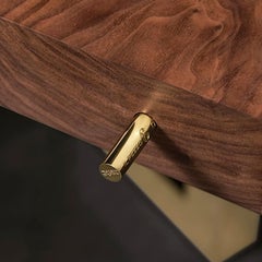 Walnut Bench with Rose Gold Finish Brass Legs, Made in Italy