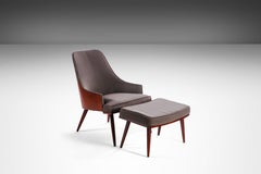Walnut Bentwood Lounge Chair & Ottoman in Manner of Milo Baughman, USA, c. 1950s