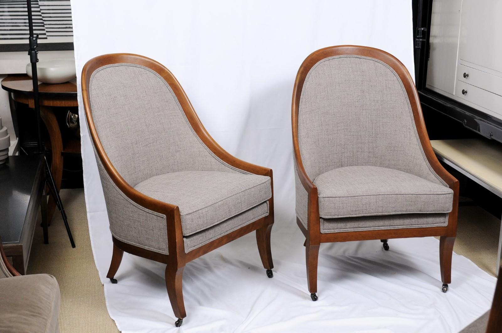 Walnut Bergère Chairs by Baker Furniture, 2 Available 5
