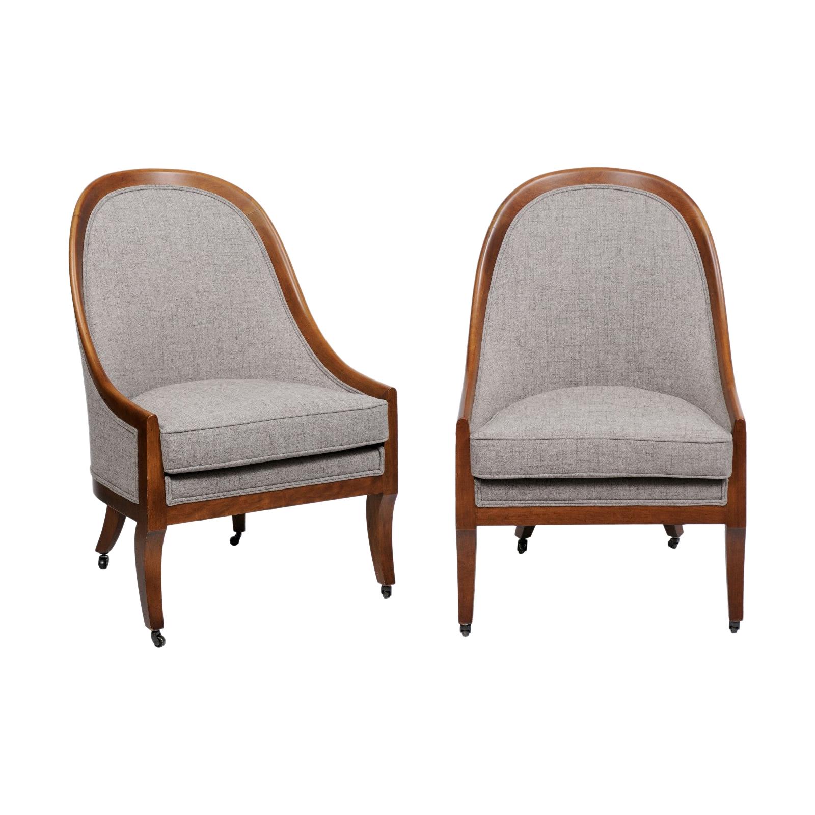 Walnut Bergère Chairs by Baker Furniture, 2 Available