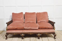 Walnut bergere three seater sofa