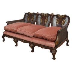 Used Walnut bergere three seater sofa