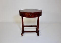Walnut Biedermeier Antique Oval Side Table Sewing Table circa 1825 Vienna
