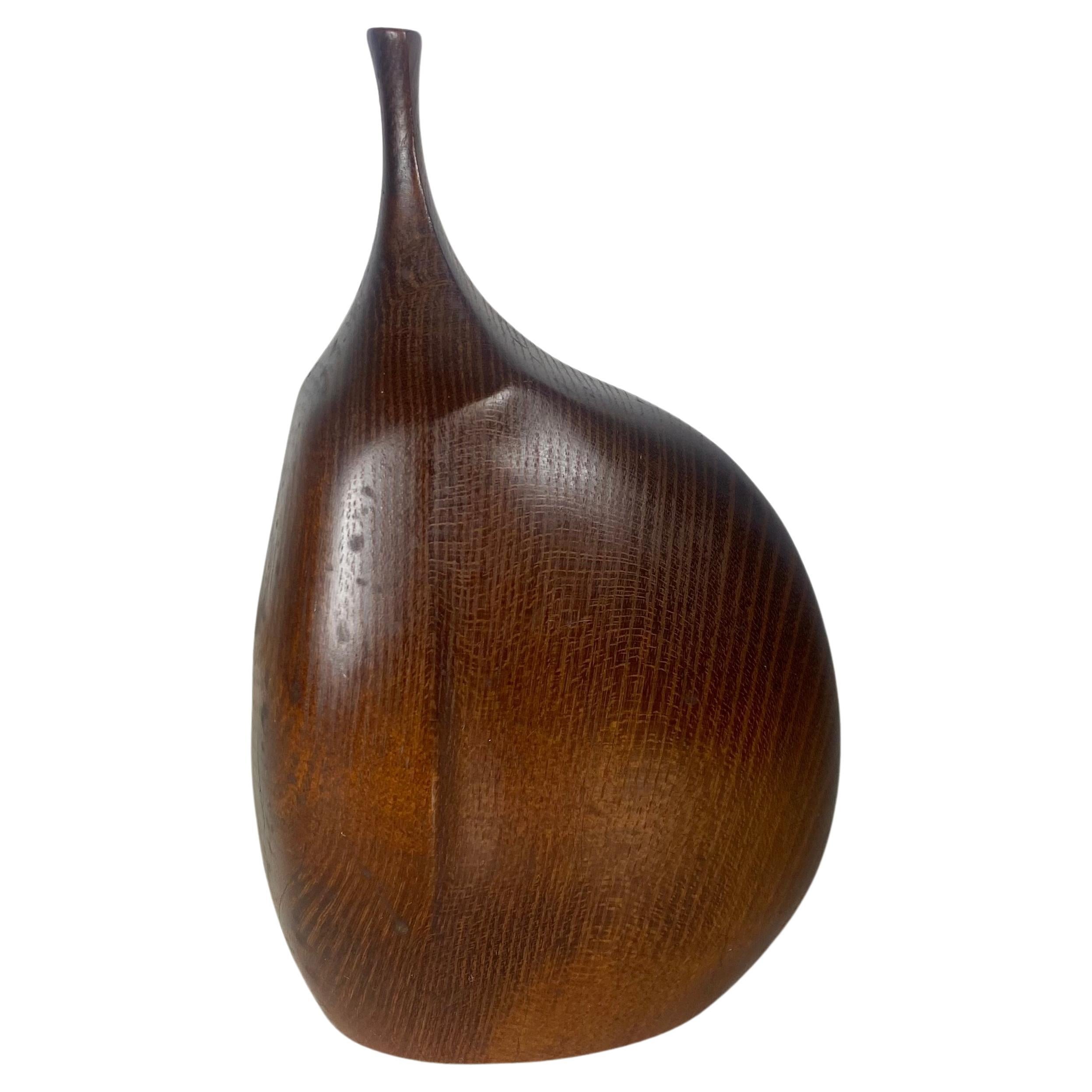 Walnut Biomorphic vase by California Designer Craftsman, Doug Ayers, c. 1960