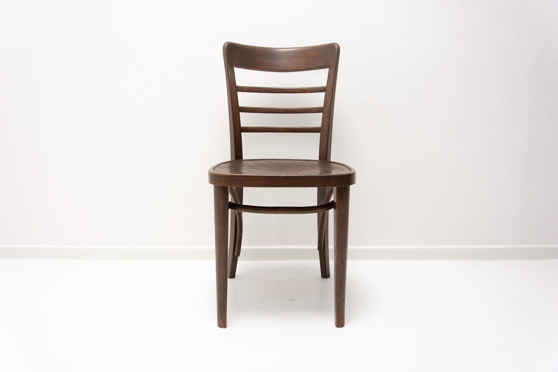 Walnut Bistro Chair Thonet, Czechoslovakia, 1930s 6