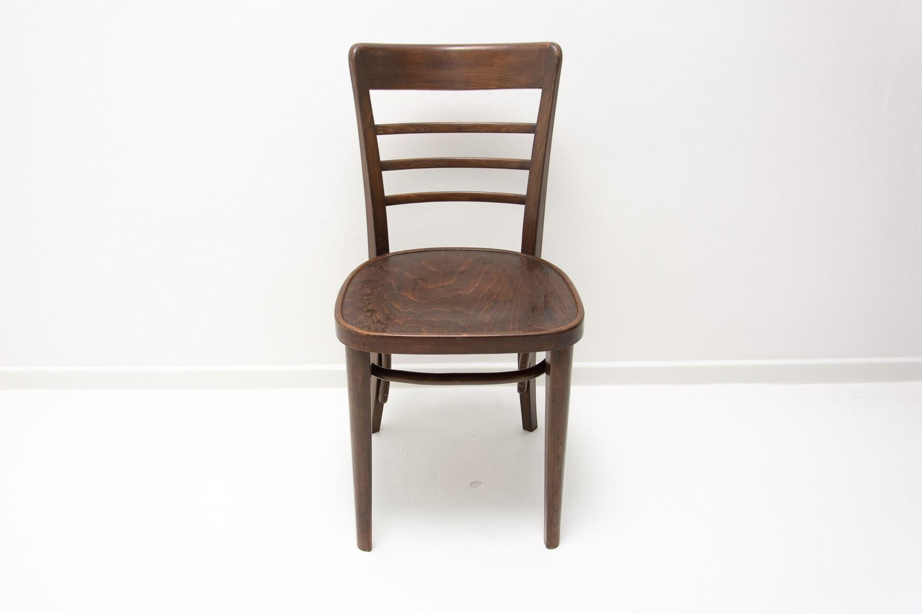 Walnut Bistro Chair Thonet, Czechoslovakia, 1930s 7