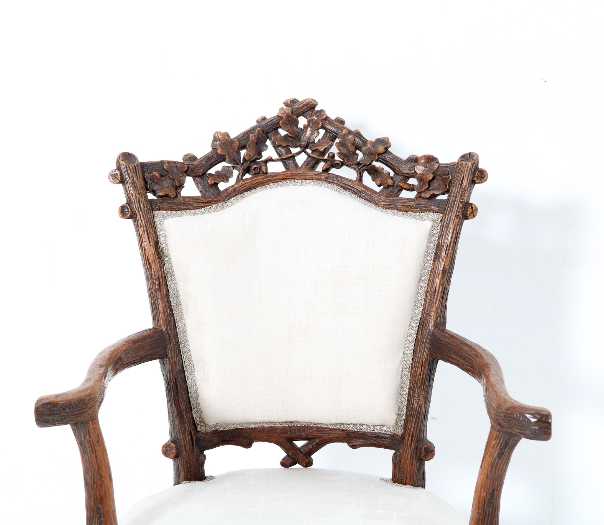 Fabric Walnut Black Forest Armchair by Matthijs Horrix for Horrix Den Haag, 1880s For Sale