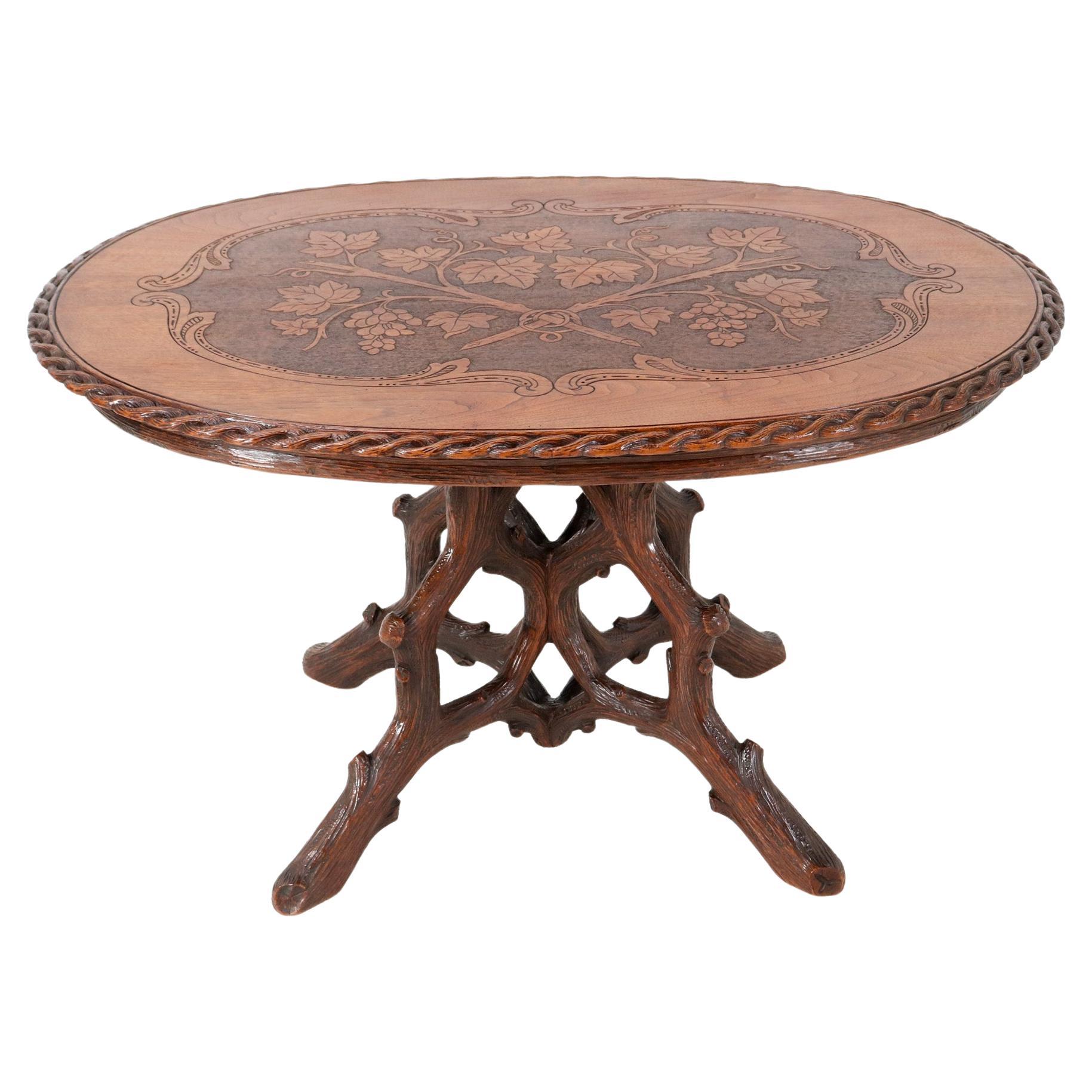 Rustic Black Forest Walnut Center Table For Sale at 1stDibs