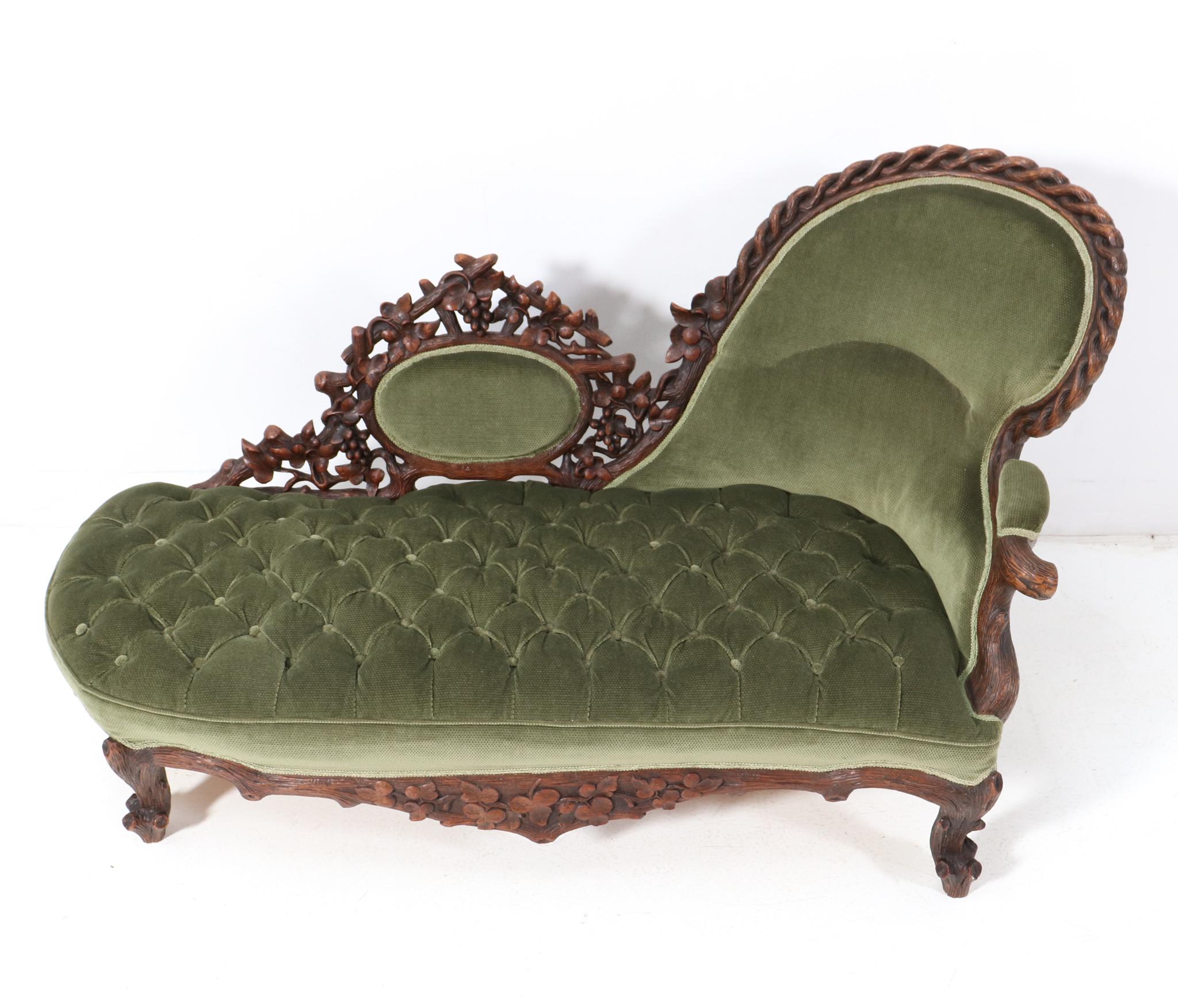 Late 19th Century Walnut Black Forest Chaise Longue by Matthijs Horrix for Horrix Den Haag, 1890s For Sale