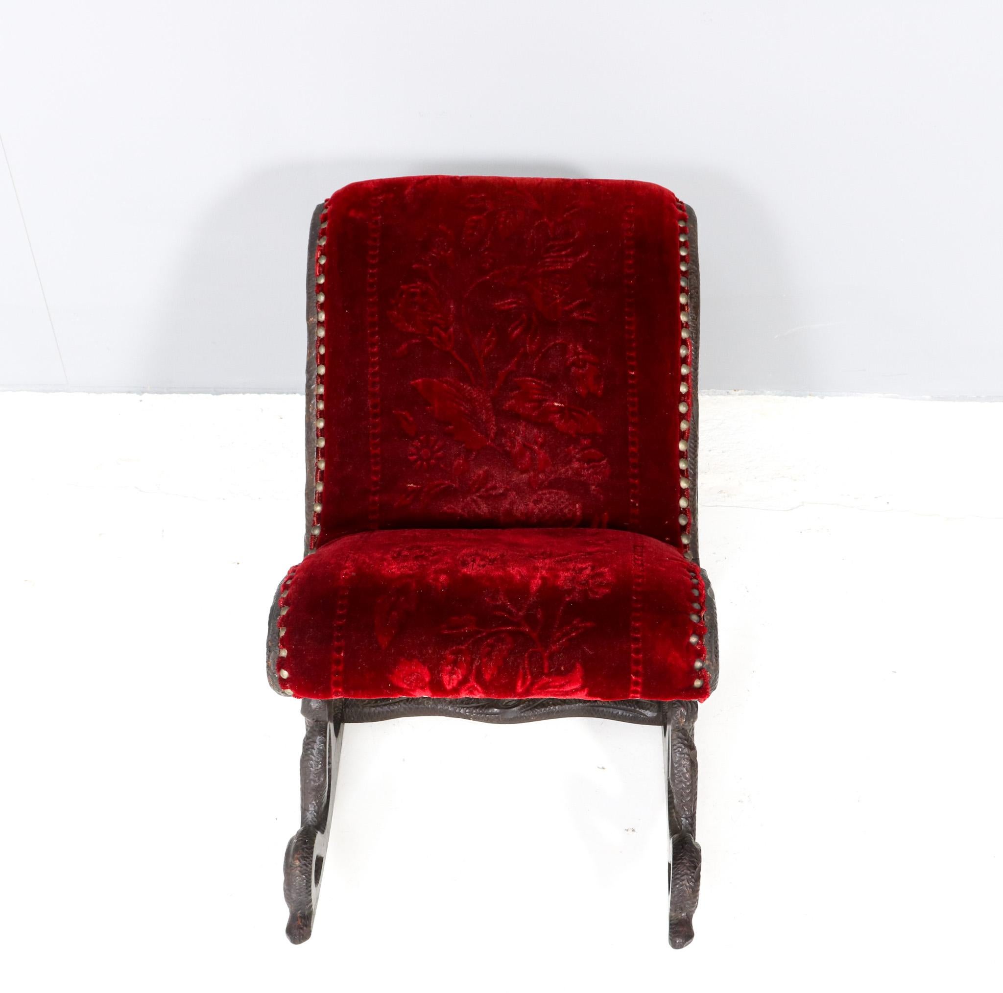 Dutch Walnut Black Forest Footstool Attributed to Matthijs Horrix for Horrix For Sale