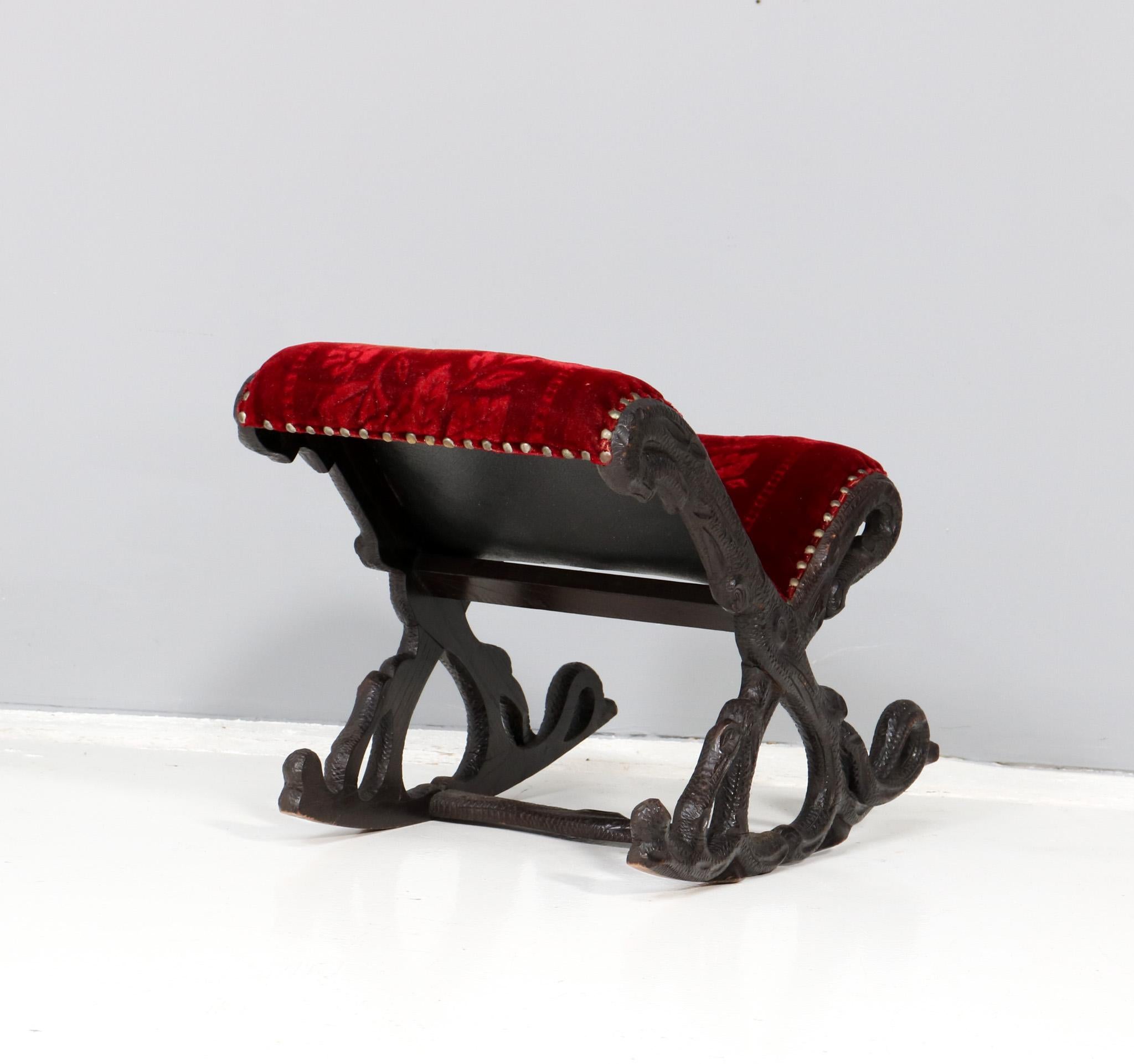 Late 19th Century Walnut Black Forest Footstool Attributed to Matthijs Horrix for Horrix For Sale