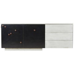 Walnut, Blackened Steel, Cast Concrete "C-210 Protrusions" Credenza