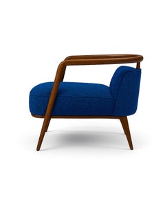 Nussbaum und Blau Moderner Essex Sessel, Skandinavisches Design, Portugal
