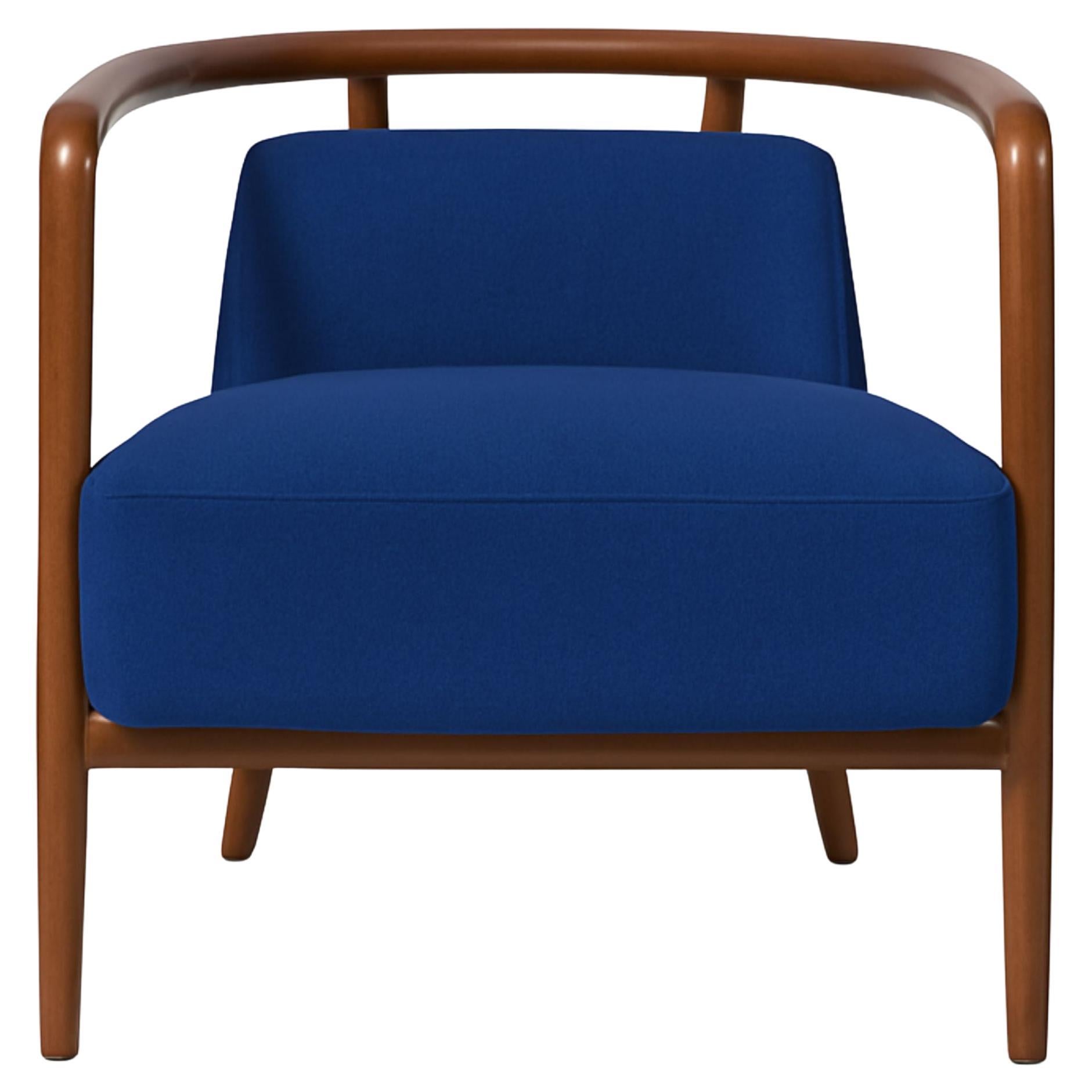 Sillón Essex Moderno Nogal, Azul