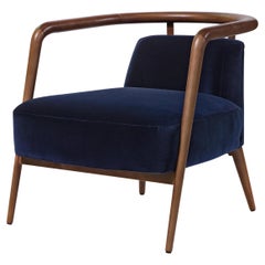 Walnut, Blue Velvet Modern Essex Armchair