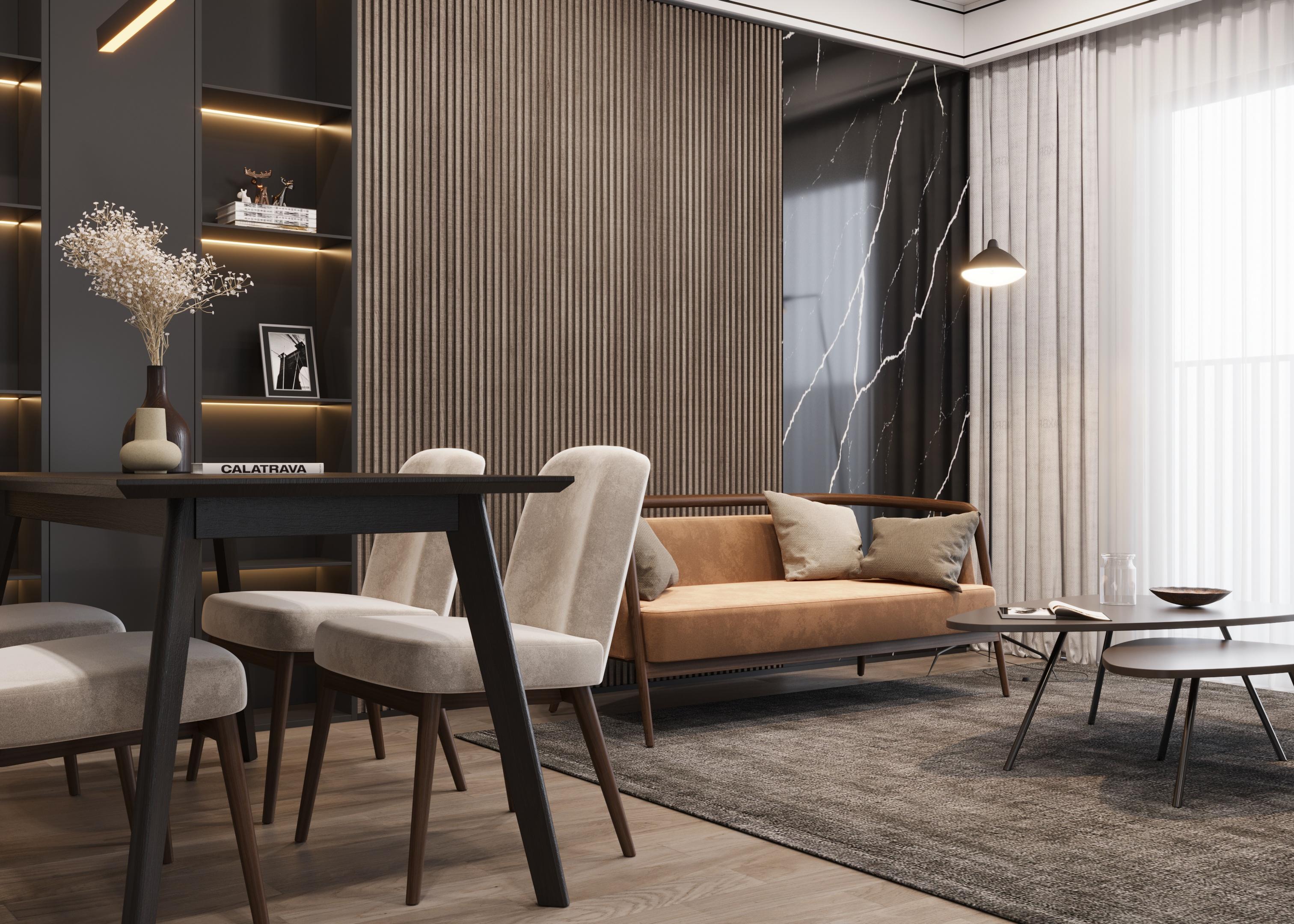 Noyer, velours bleu Chaise The Moderns Neuf - En vente à New York, NY