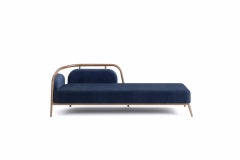 Walnut, Blue Velvet Modern Essex Daybed