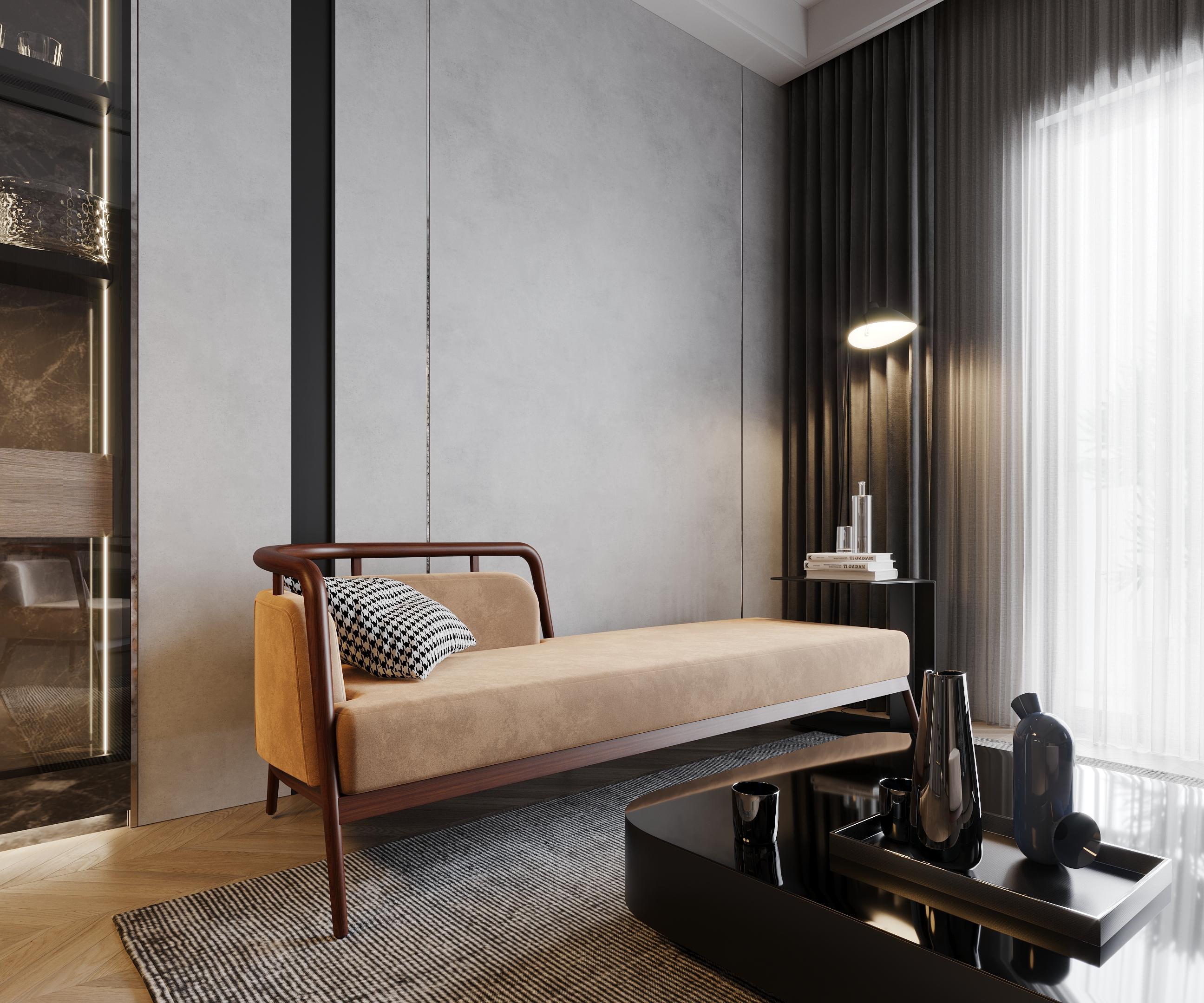 Portugais Noyer, velours bleu The Moderns Daybed en vente