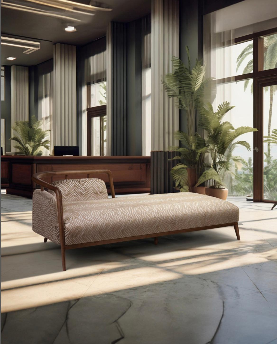 Noyer, velours bleu The Moderns Daybed en vente 1