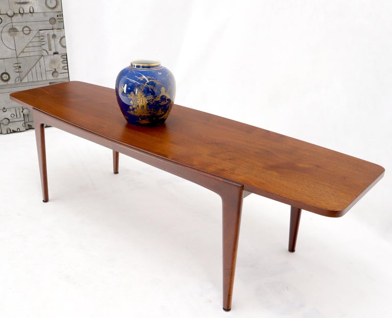 Walnut Boat Shape Mid Century Modern Coffee Table At 1stdibs