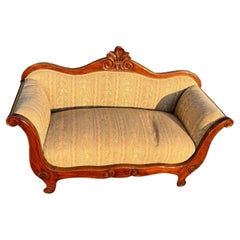 Antique Walnut Boat-Shaped Sofa Louis Philippe, period 1840-1860 from Venice, Italy