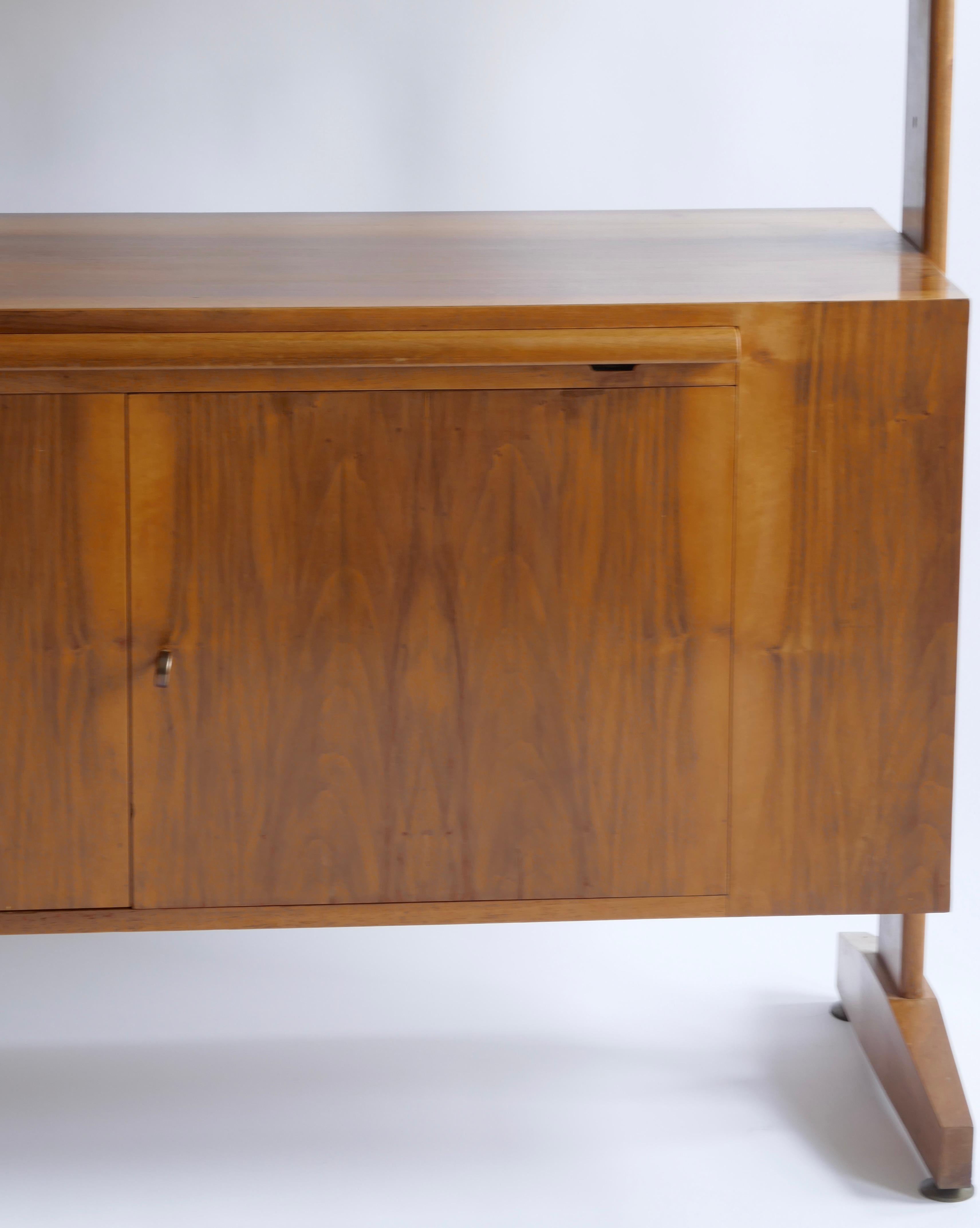  Walnut Bookcase Cabinet with Sliding Desk, Italy 1950s 3