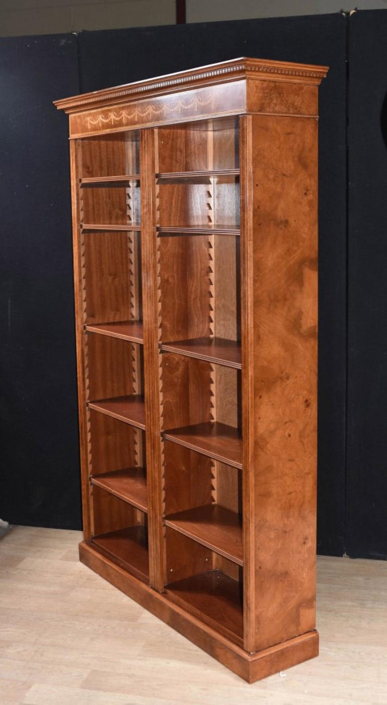 Walnut Bookcase, Single Sheraton Regency Open Bookcases For Sale at 1stDibs