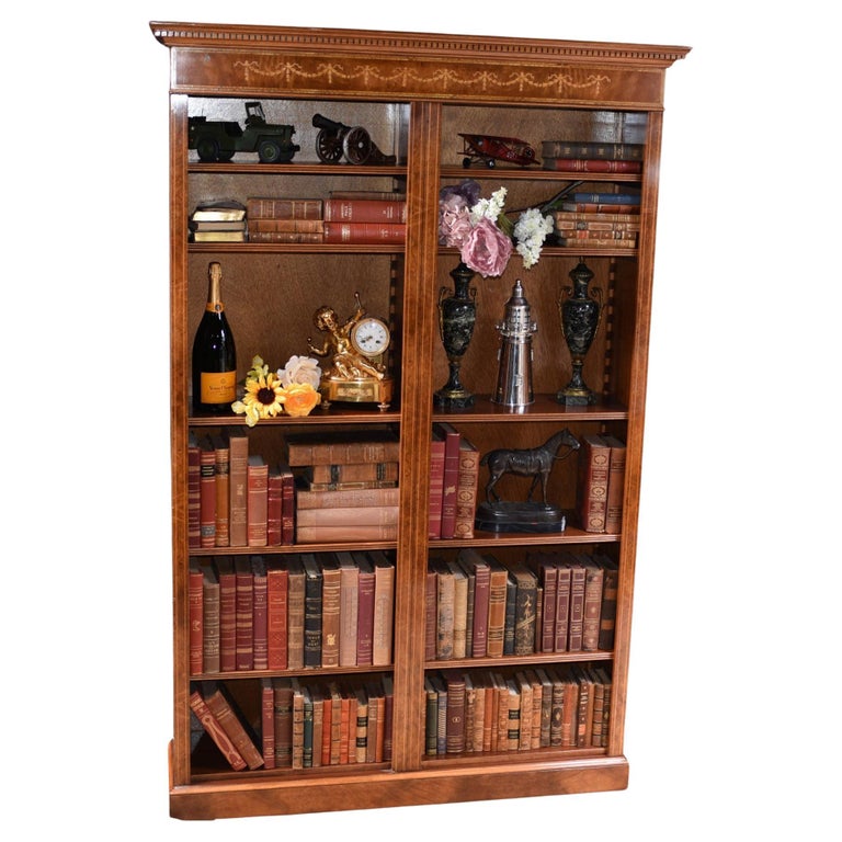 Walnut Bookcase, Single Sheraton Regency Open Bookcases For Sale at 1stDibs
