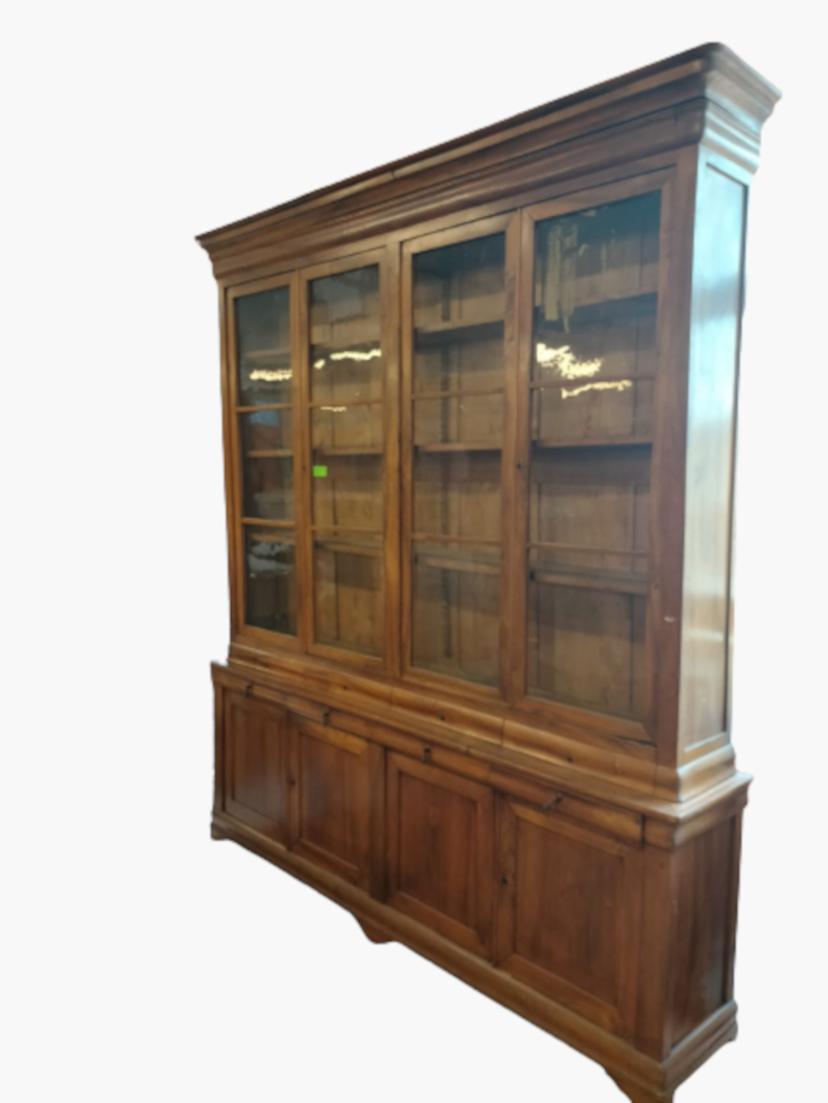 French Walnut Bookcase with Showcase and Drawers of the  XIXth Century