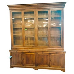 Walnut Bookcase with Showcase and Drawers of the  XIXth Century