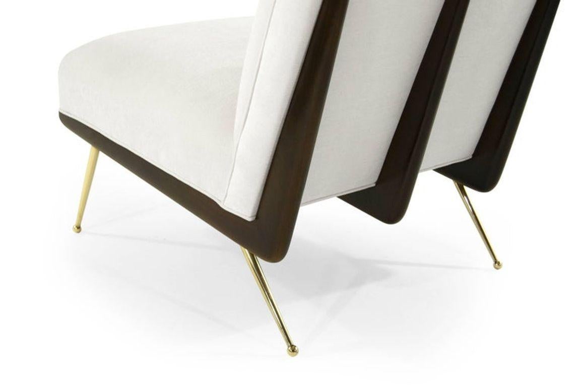 Walnut Boomerang Lounge Chair in Brass and Dark Walnut by Stamford Modern 4
