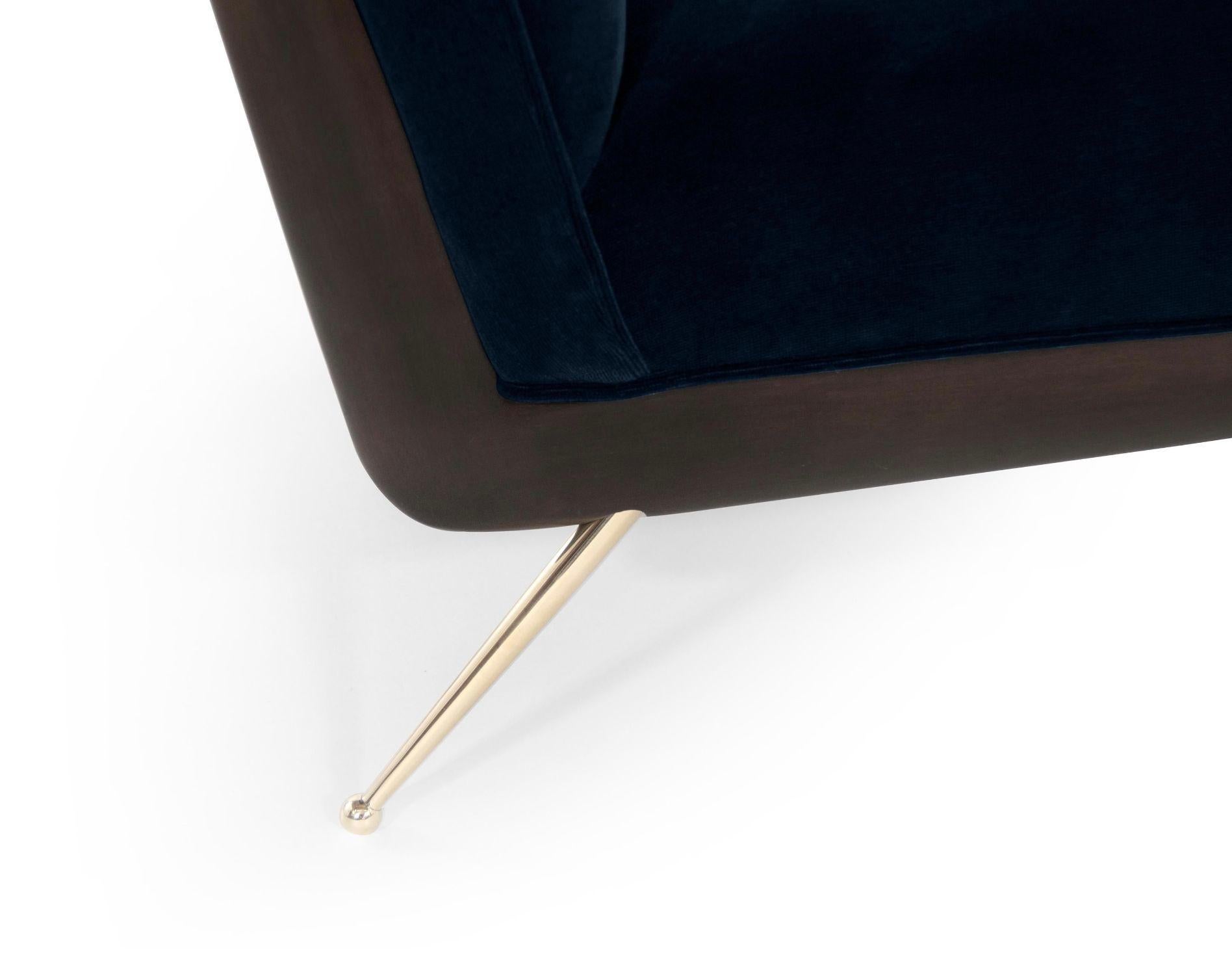 Walnut Boomerang Lounge Chair in Brass and Dark Walnut by Stamford Modern For Sale 4