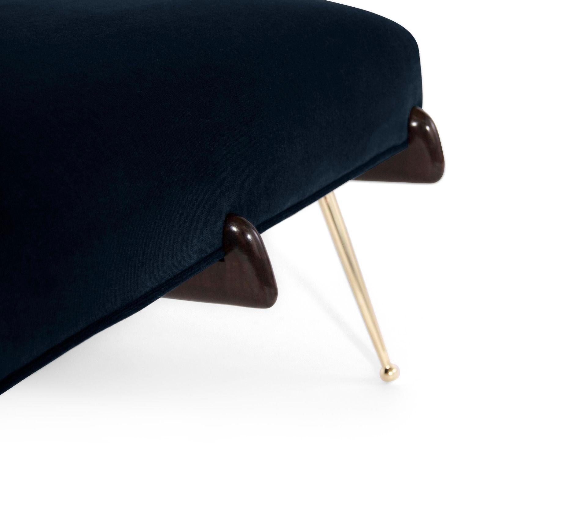 Walnut Boomerang Lounge Chair in Brass and Dark Walnut by Stamford Modern 3