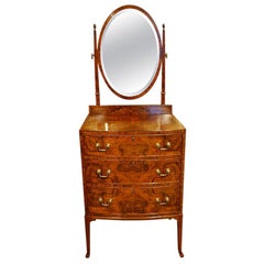 Walnut Bow Front Dressing Chest