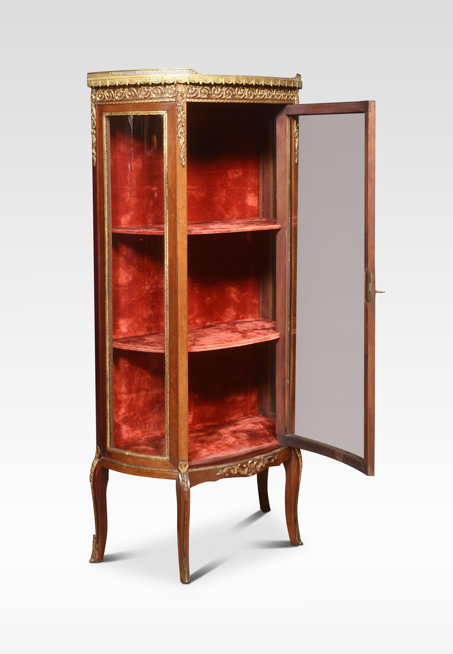 Walnut Bow Fronted Display Cabinet For Sale 1